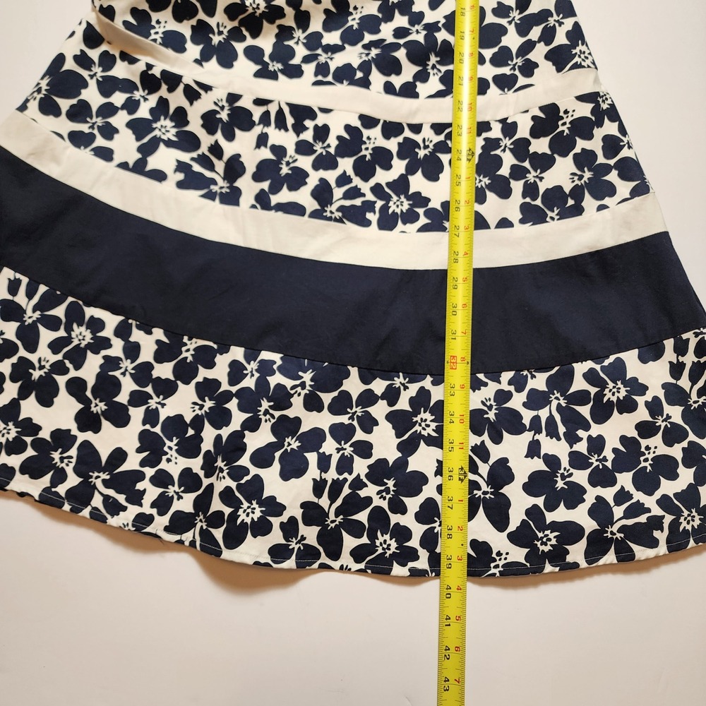 Black Label by Evan-Picone Navy White Floral Fit Flare Dress Size 8 Sleeveless - Picture 11 of 11